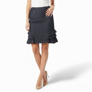 ANTHRO PILCRO | Skirt Pencil Denim Ruffles Jean Denim 00